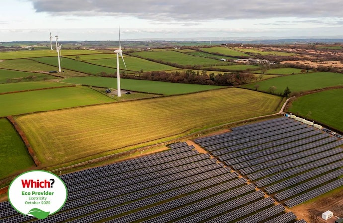 Solar panels and windmills from the air