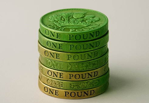 Pound coins turning green