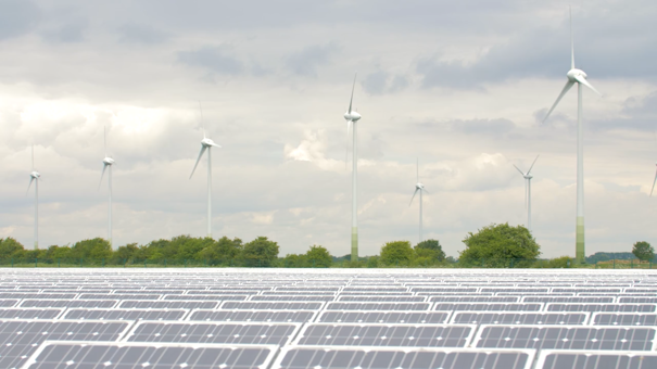 Solar panels and windmills