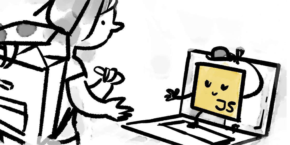 JavaScript cartoon: saying hello to JavaScript