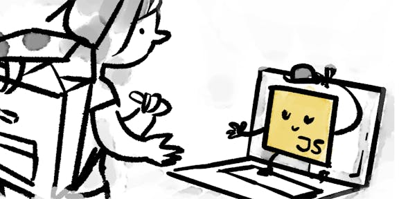 JavaScript cartoon: saying hello to JavaScript