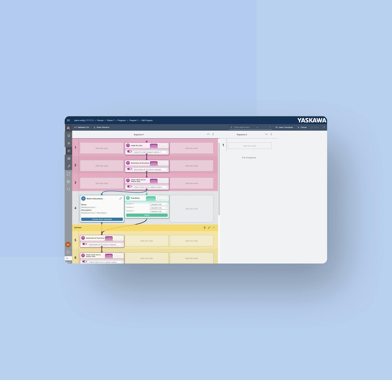 Yaskawa-Projektplanungsoberfläche mit farbcodierten Aufgabenlisten und Zeitplanung für Ressourcenmanagement