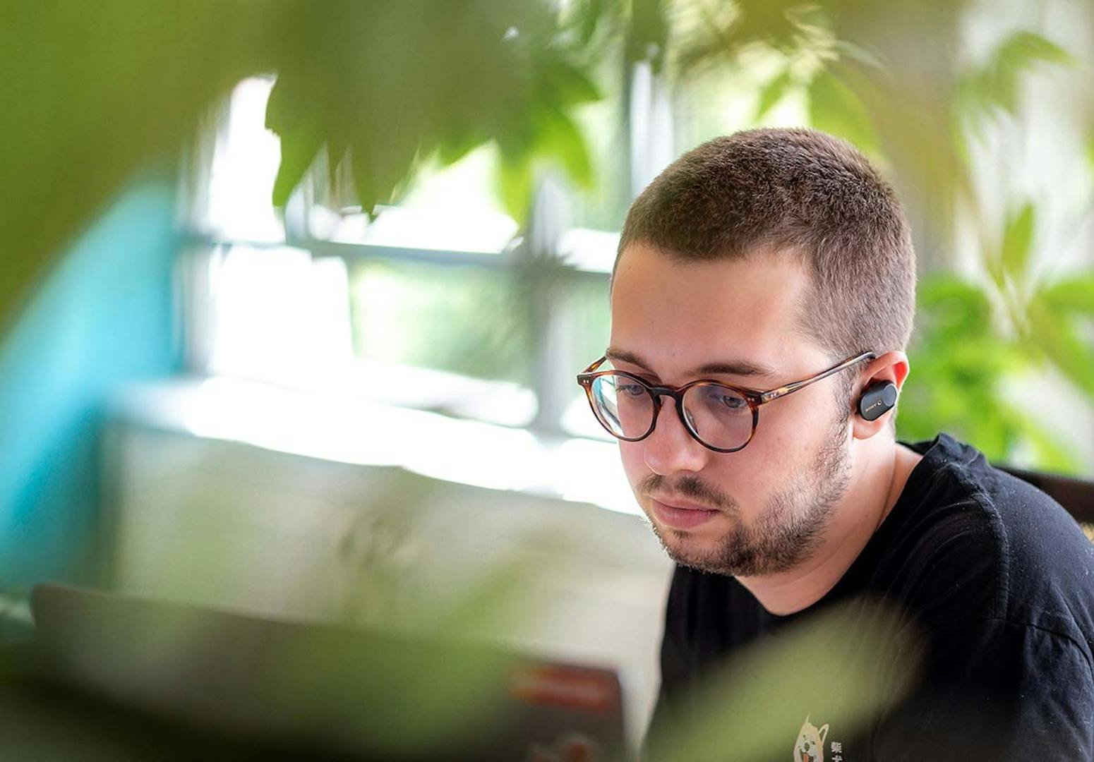 Focused work in a modern office environment
