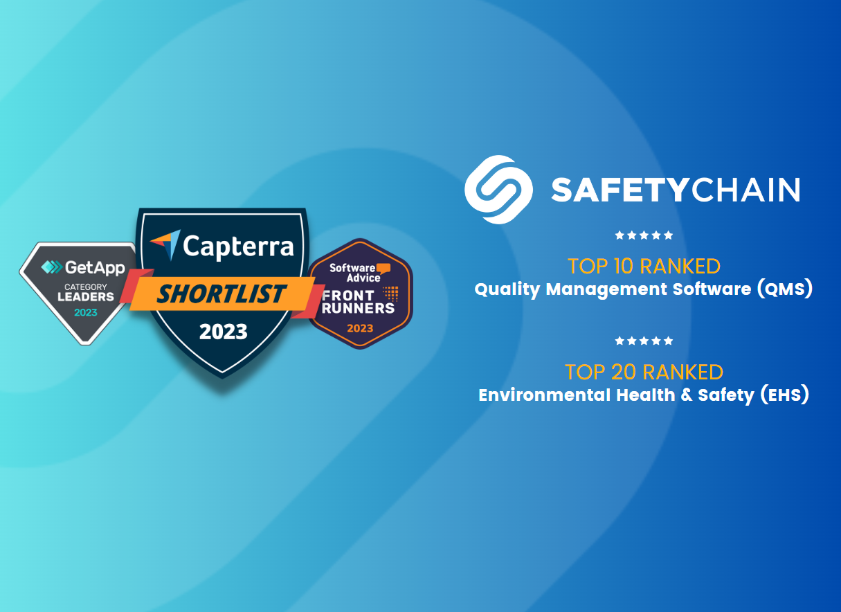 safetychain top 10 ranked quality management software, top 20 ranked environmental health & safety