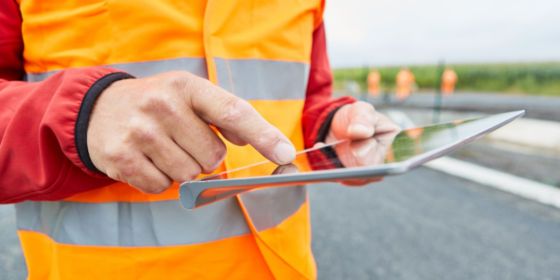 man with tablet