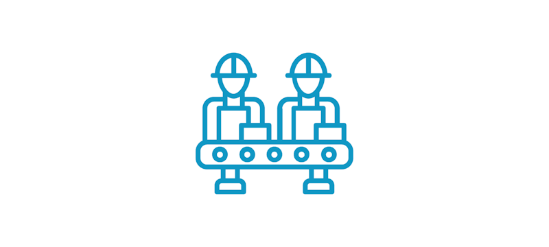 people with conveyor belt icon