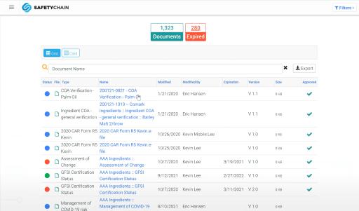 SafetyChain documents repository