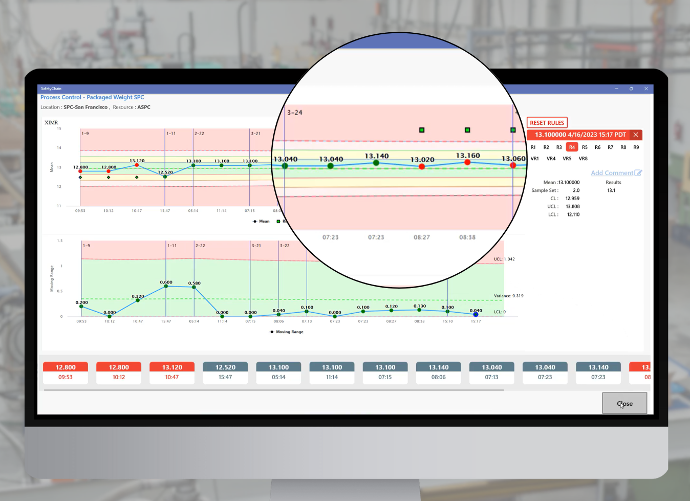 A computer open to a quality report in SafetyChain