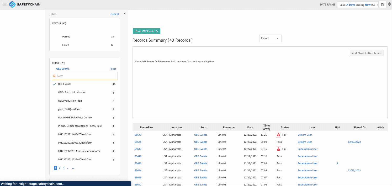 gif of SafetyChain platform dashboard loading