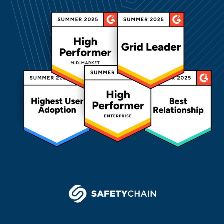 SafetyChain Software Summer 2025 G2 Badges