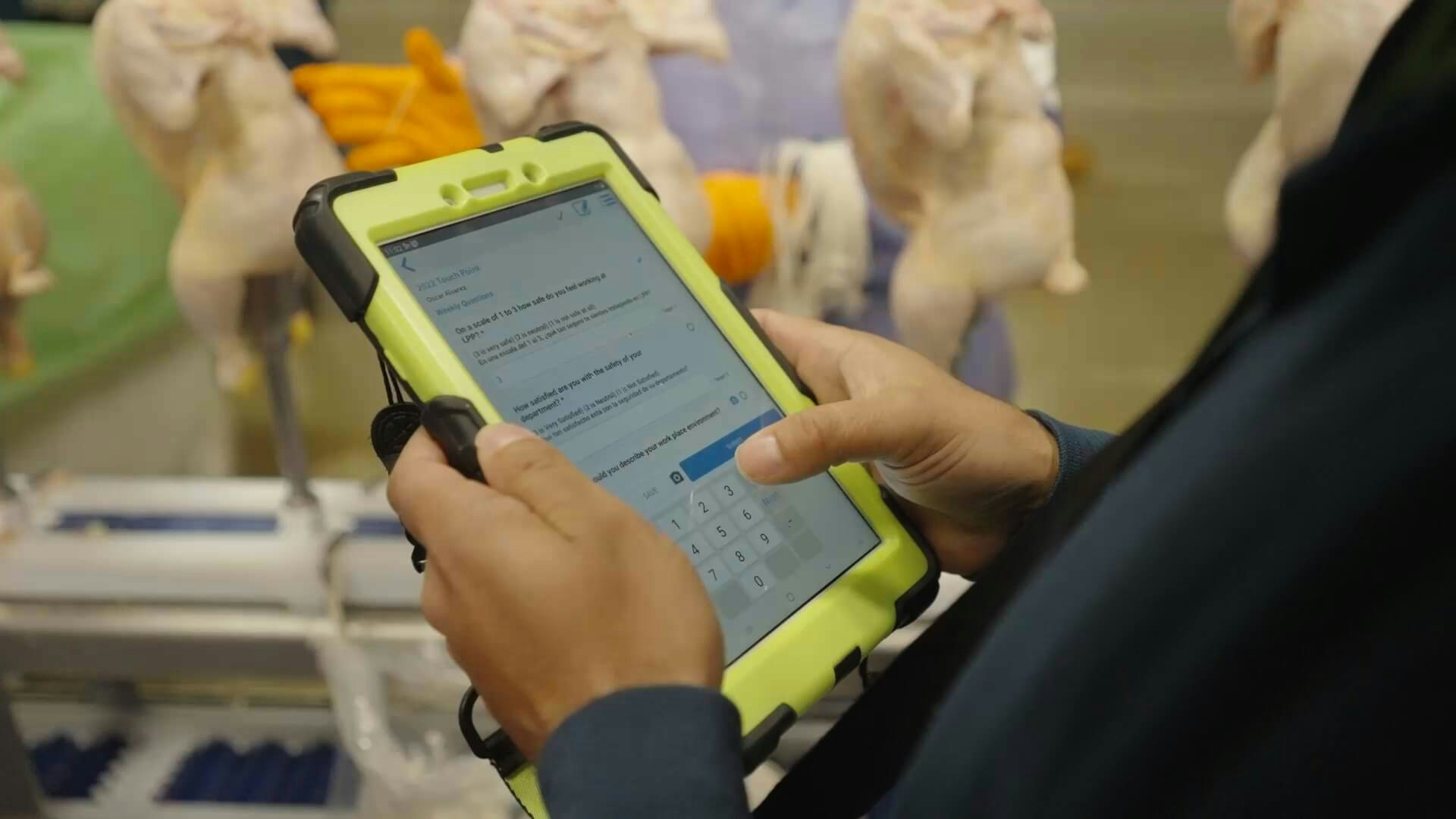 plant manager using a tablet on the plant floor