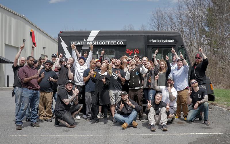Death Wish Coffee employees celebrating sending its coffee to the International Space Station