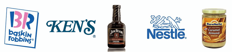 Sokol brands: Baskin Robbins, Ken's, Jim Beam, Nestle, and MaraNatha