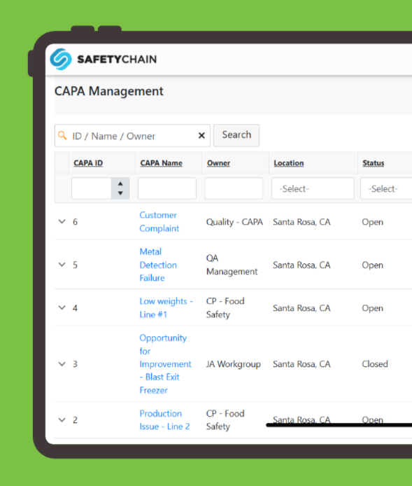 CAPA Management with SafetyChain