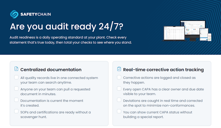 Are you audit ready 24/7? A 16-point self-assessment checklist for food and beverage plants