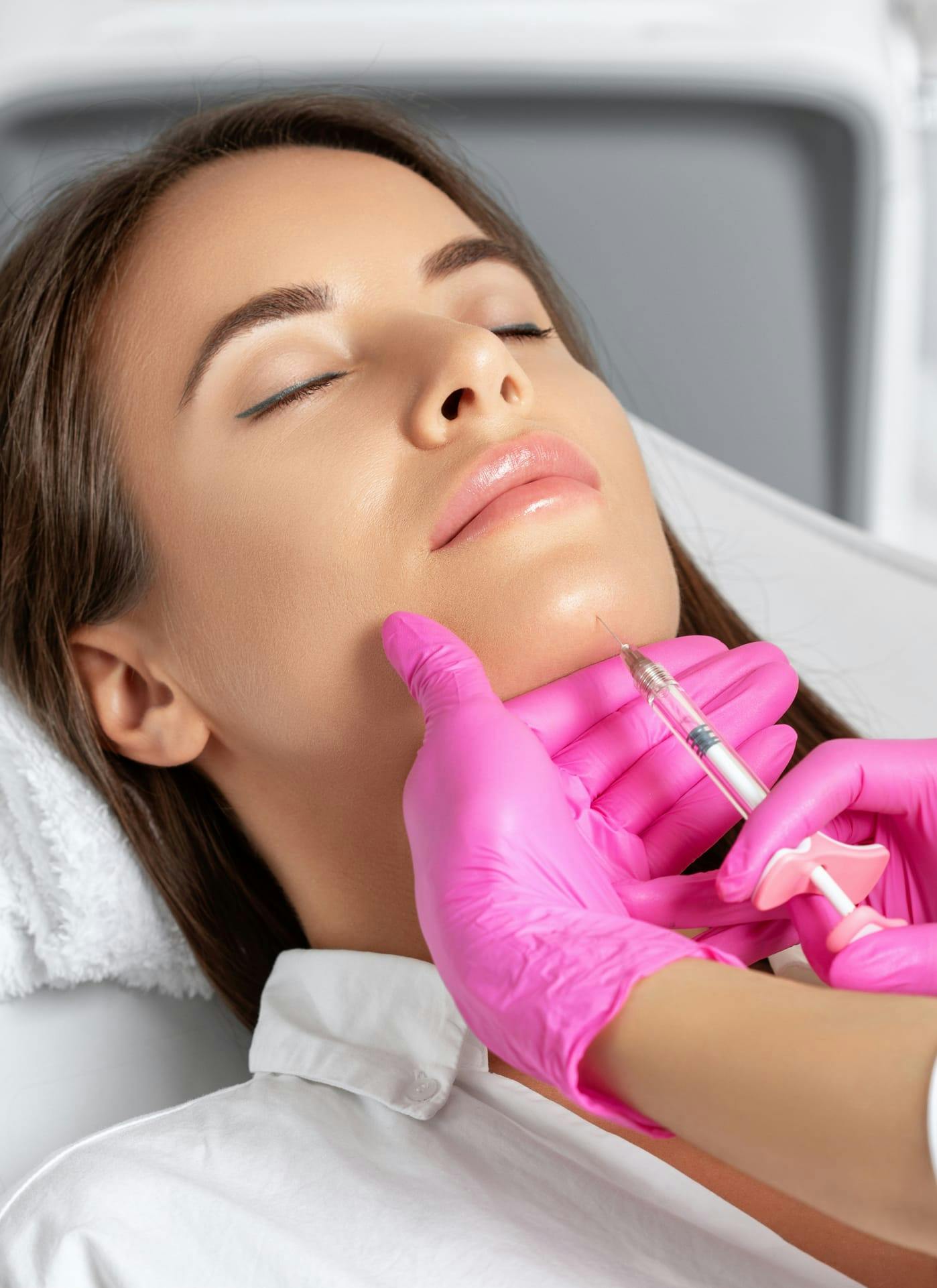 Woman during injectable treatment