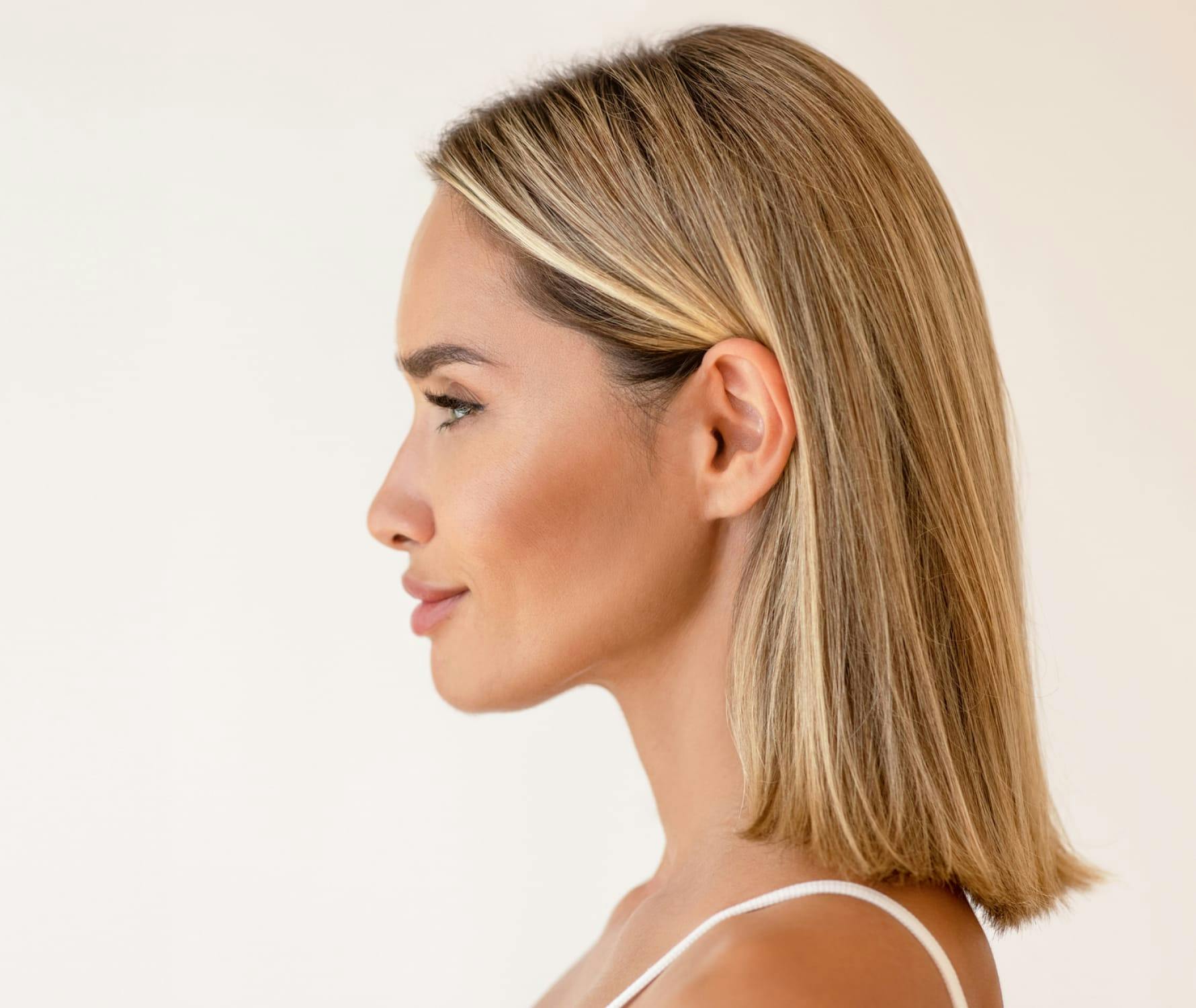 Womans side profile of her face