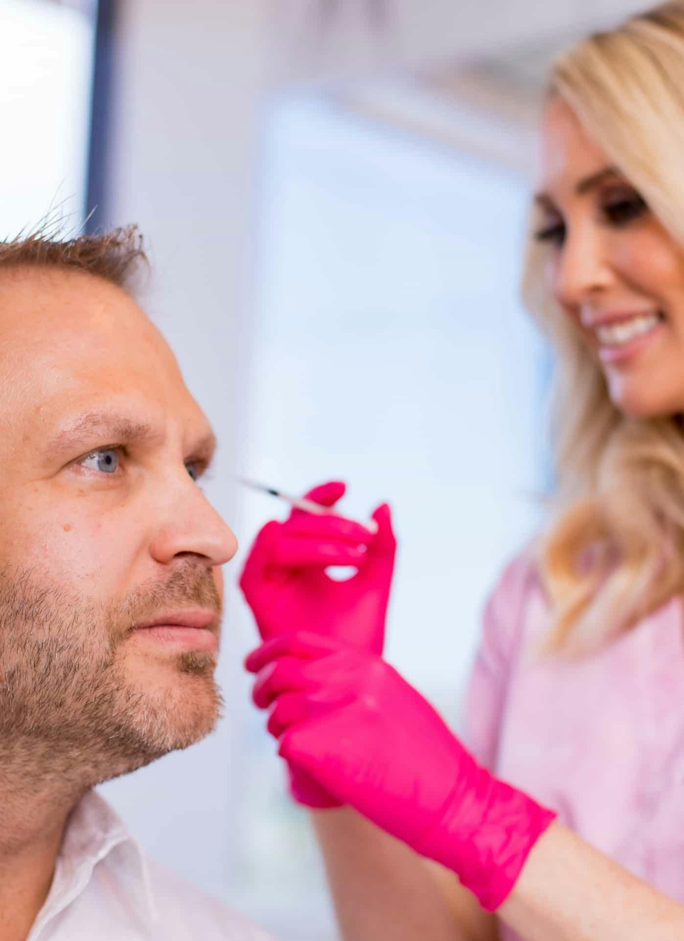 Man during injectable treatment