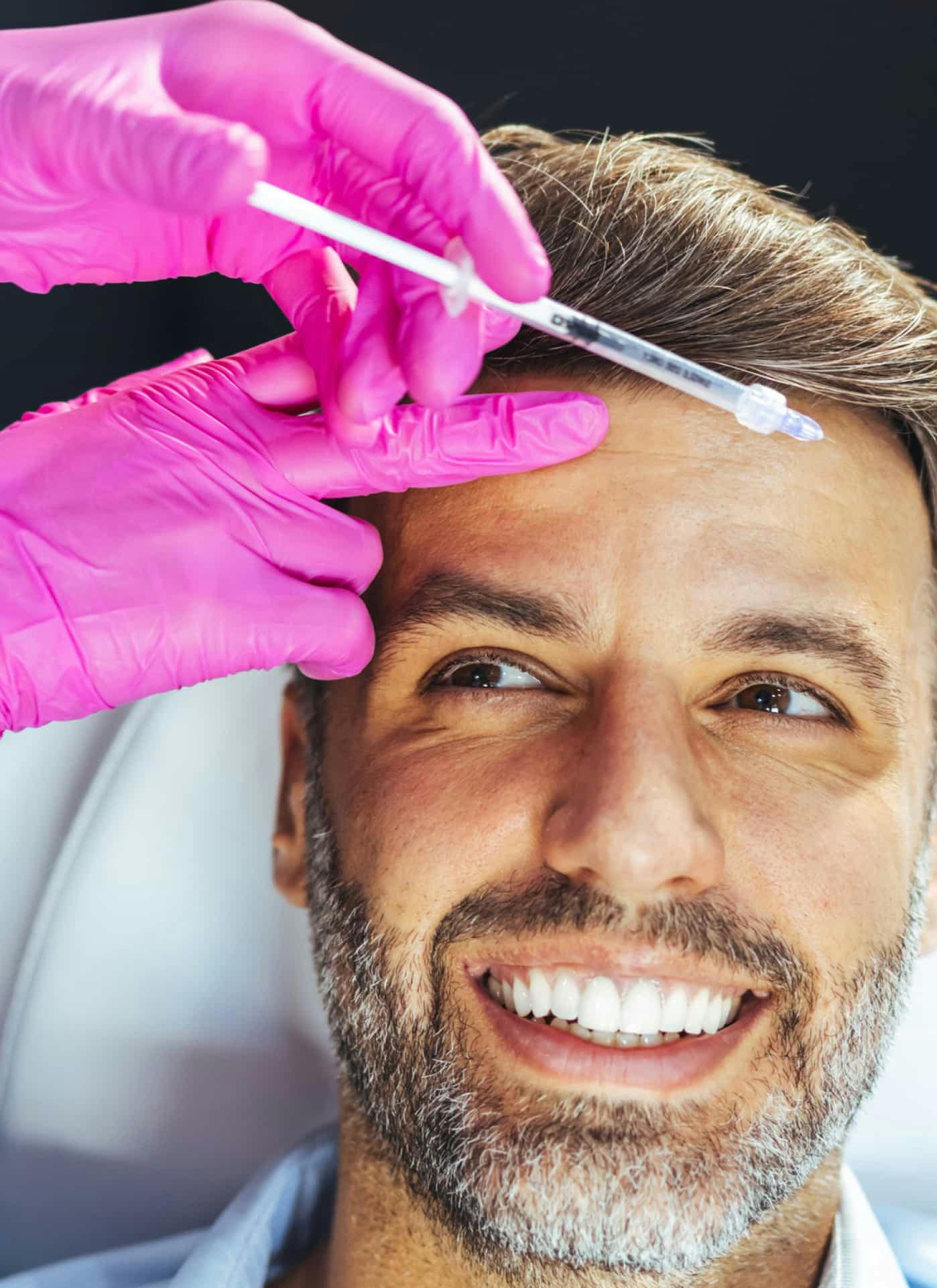 Man during injectable treatment