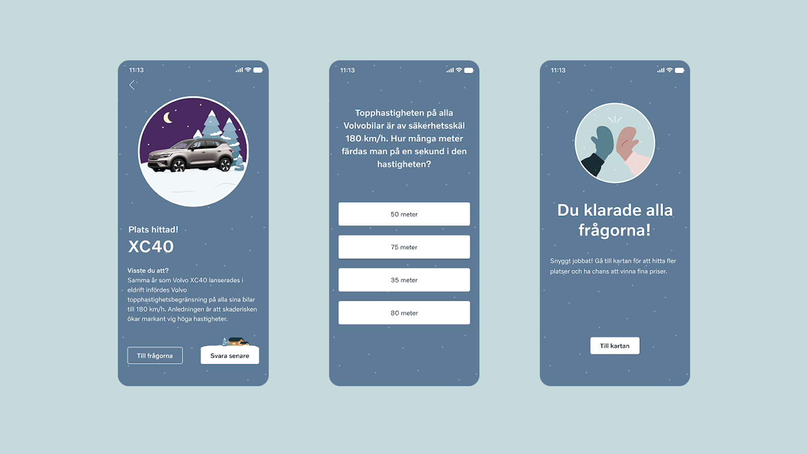 iPhone displaying screen examples of Elbilsäventyret.