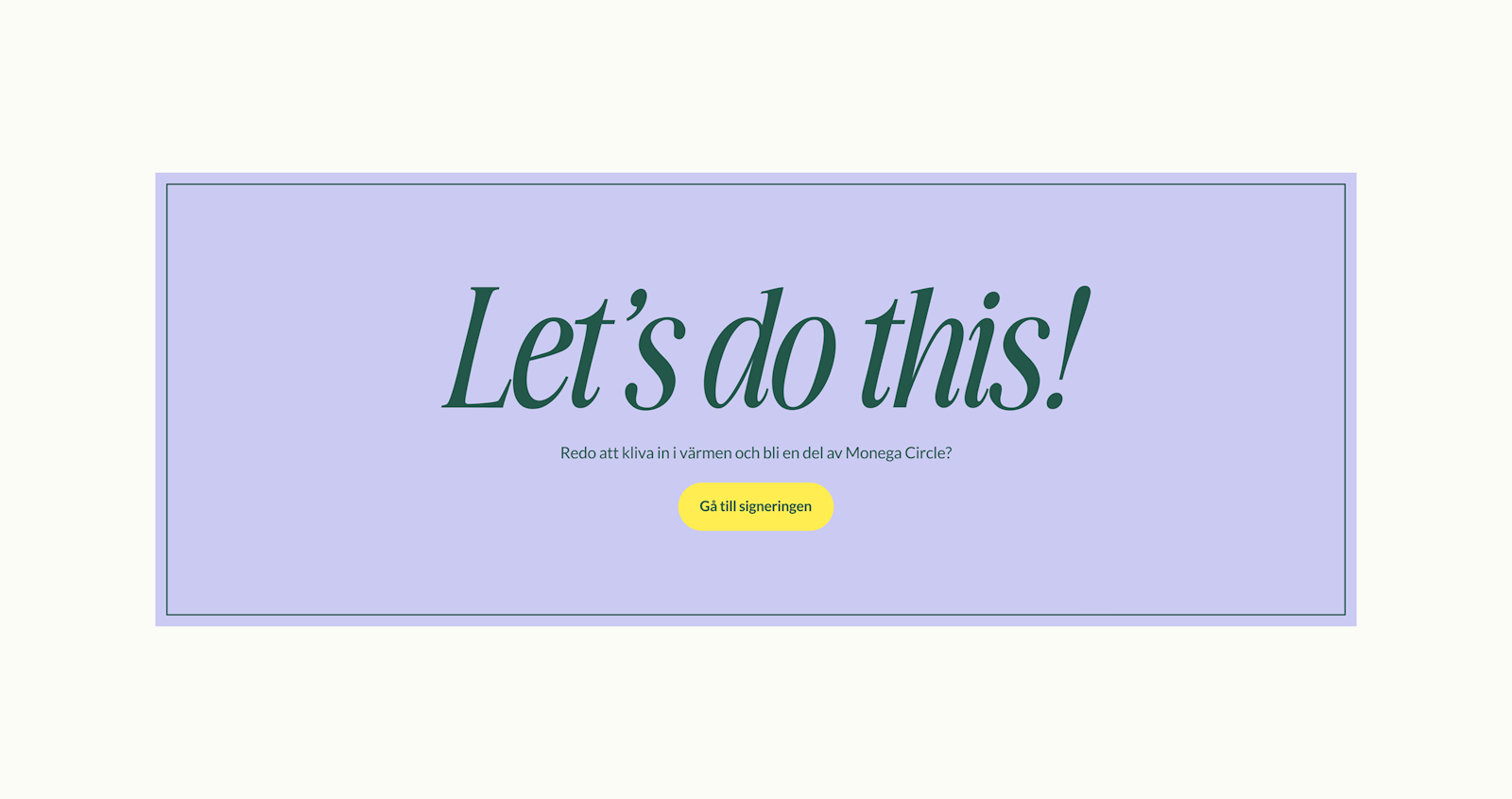 'Let’s do this!' text graphic with button.