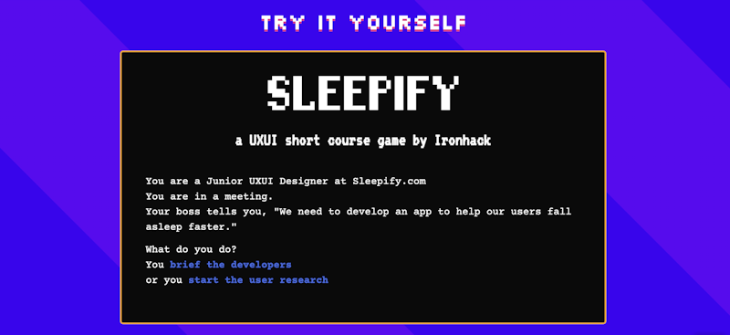 UX/UI short course game