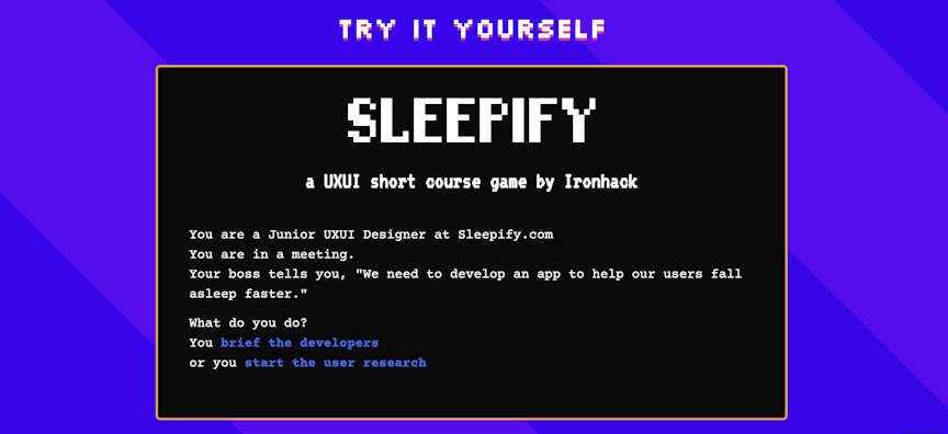 UX/UI short course game