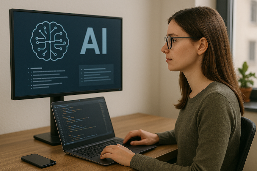 Desarrollador trabajando con AI