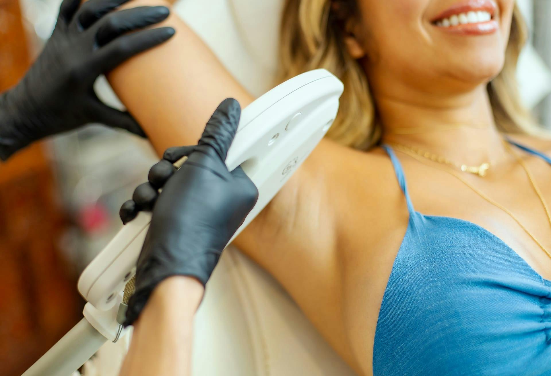 A patient getting laser hair removal