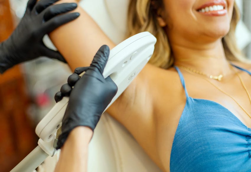 A patient getting laser hair removal