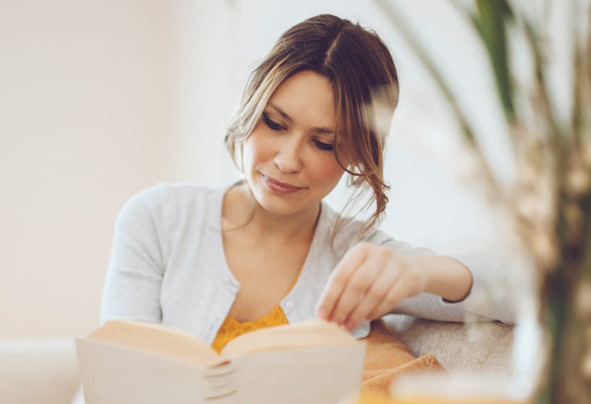 woman reading a book