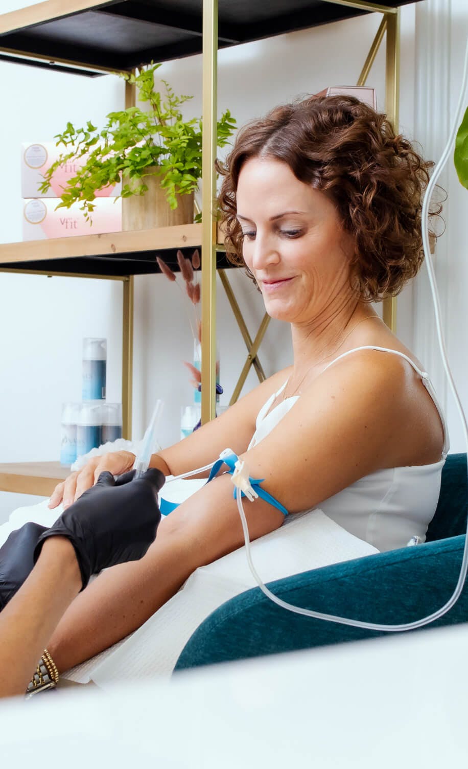 Beautiful Woman Who is Receiving IV Care