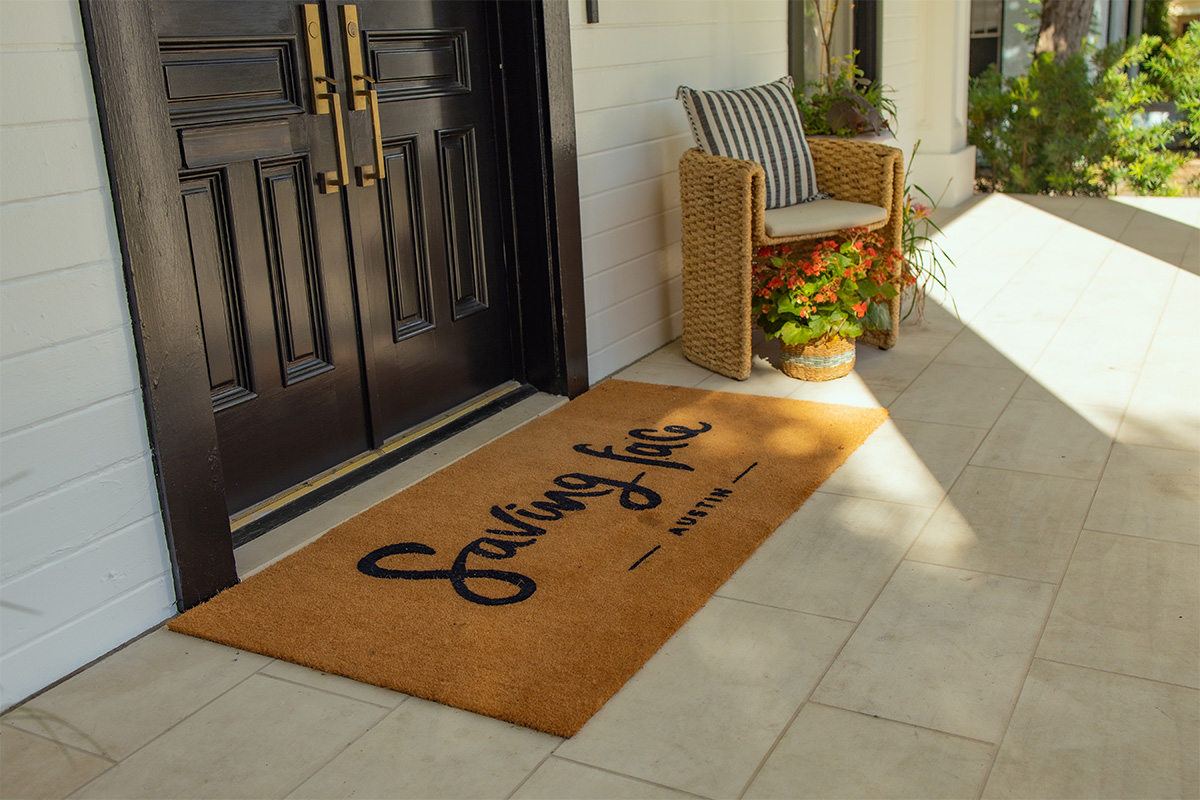 The door mat at Saving Face 