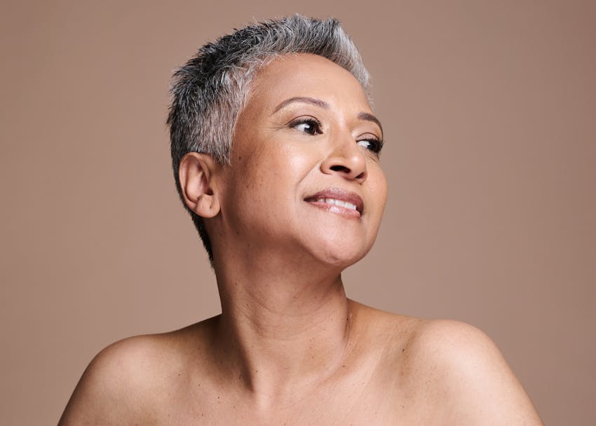 older woman with short hair