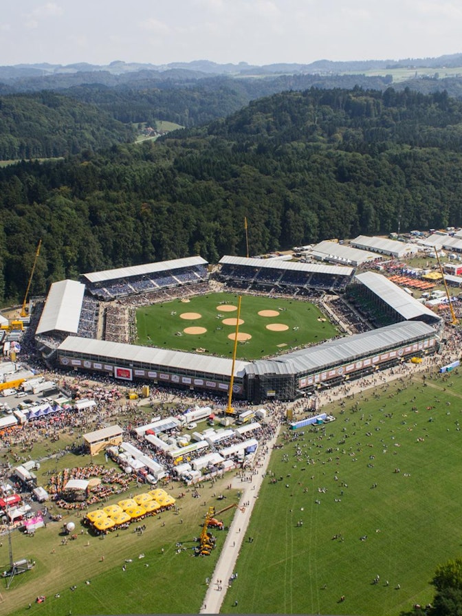 Luftaufnahme Arena für das Eidgenössisches Schwing- und Älplerfest 2013 Eidgenössisches Schwing- und Älplerfest 2013