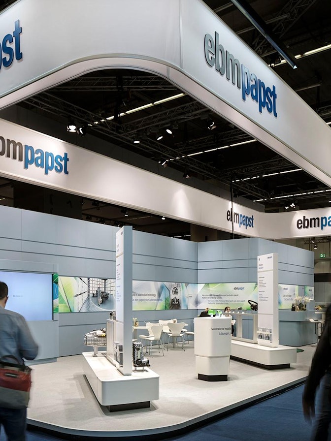 Picture: The modular exhibition stand kit specially developed for ebm-papst was also used at this year’s IAA. Picture: The modular exhibition stand kit specially developed for ebm-papst was also used at this year’s IAA.