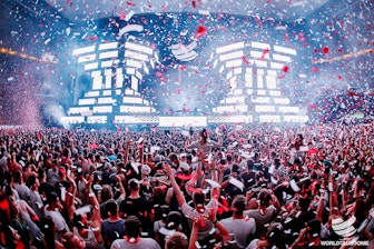 Image: The 20-meter-high and 60-meter-wide stage construction spanned the entire width of the stadium.