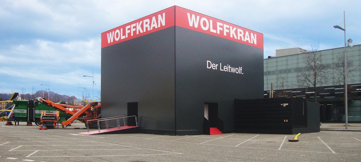 WOLFFKRAN encargó a NUSSLI la realización de un stand de 12,3 x 12,3 metros. WOLFFKRAN encargó a NUSSLI la realización de un stand de 12,3 x 12,3 metros.