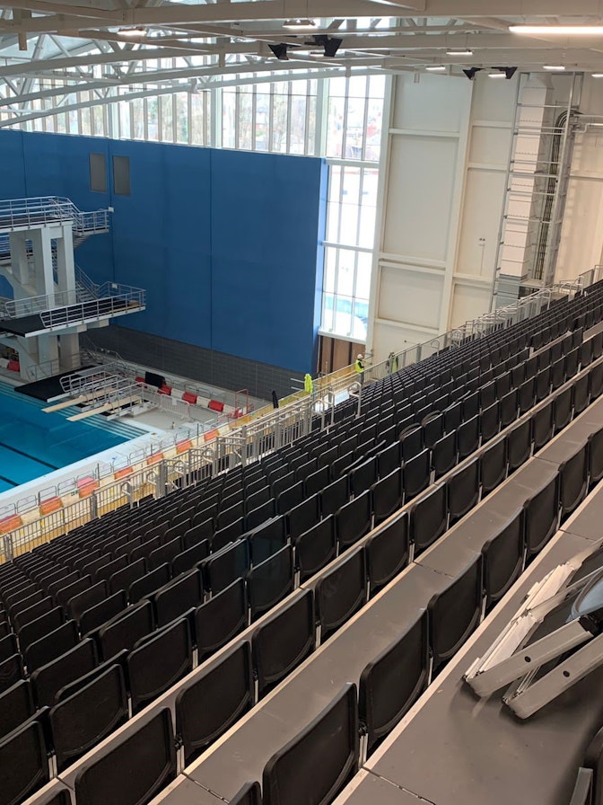 Design and build of temporary facilities (overlay) for the new Sandwell Aquatics Centre in Smethwick near Birmingham, United Kingdom. Design and build of temporary facilities (overlay) for the new Sandwell Aquatics Centre near Birmingham, UK