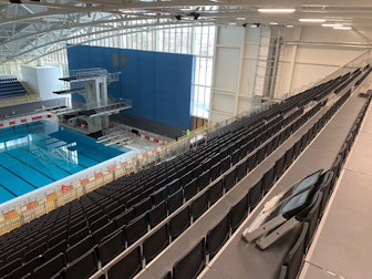 Planung und Realisierung temporärer Einrichtungen (Overlay) für das neue Sandwell Aquatics Centre bei Birmingham