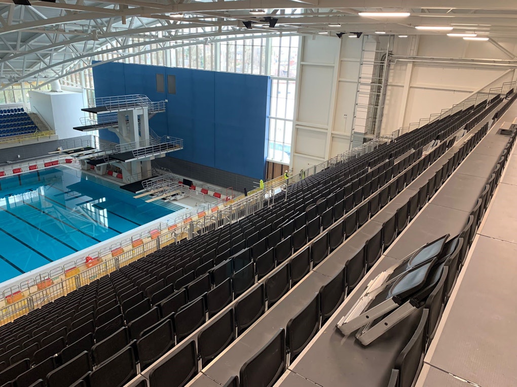 Planung und Realisierung temporärer Einrichtungen (Overlay) für das neue Sandwell Aquatics Centre bei Birmingham