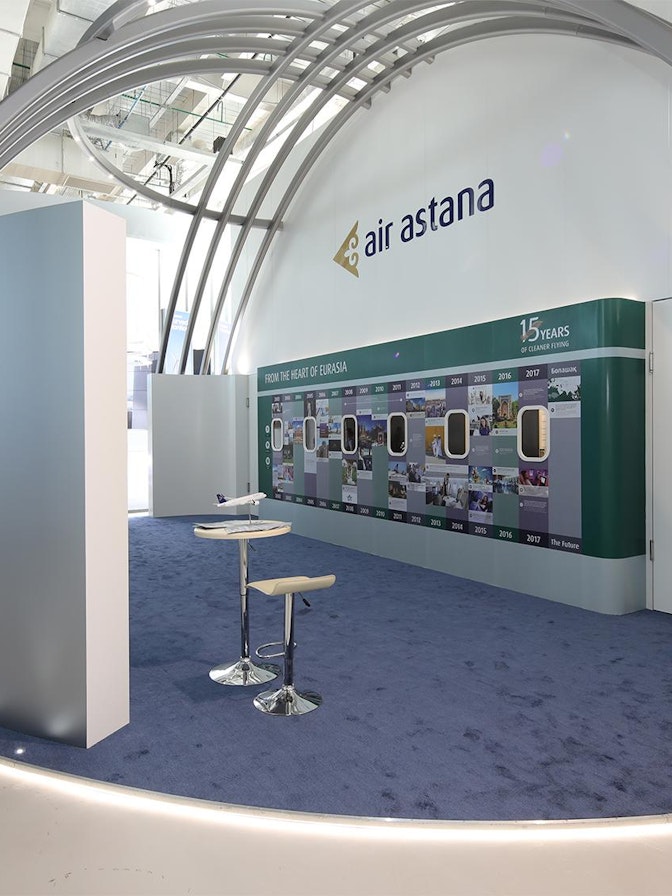 Imagen: Pabellón de Air Astana "Air Astana – A Global Carrier!" en la Expo Astana 2017 Imagen: Pabellón de Air Astana "Air Astana – A Global Carrier!" en la Expo Astana 2017