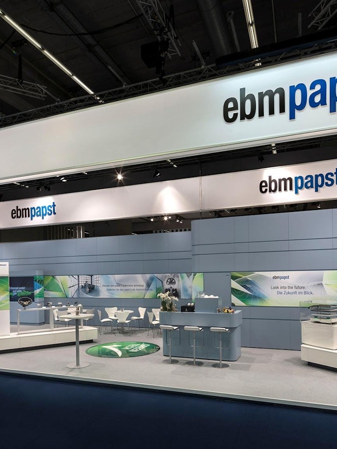Picture: The modular exhibition stand kit specially developed for ebm-papst was also used at this year’s IAA. Picture: The modular exhibition stand kit specially developed for ebm-papst was also used at this year’s IAA.
