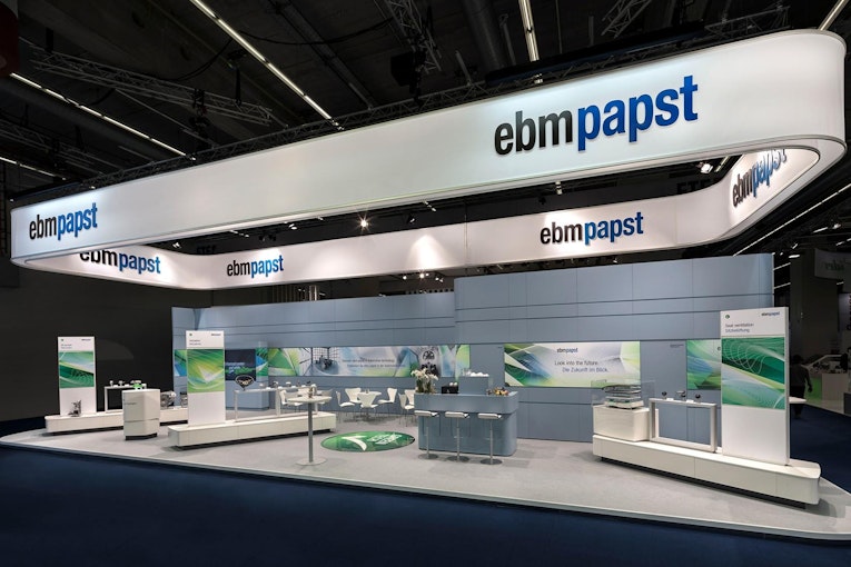 Picture: The modular exhibition stand kit specially developed for ebm-papst was also used at this year’s IAA.
