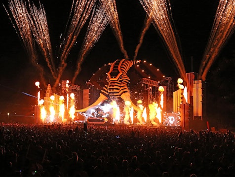 Picture: The Electric Zoo Festival was downright wild again this year: A gigantic, 21-meter high elephant head dominated the main stage. Picture: A gigantic, 21-meter high elephant head dominated the main stage of the Electric Zoo Festival 2017.