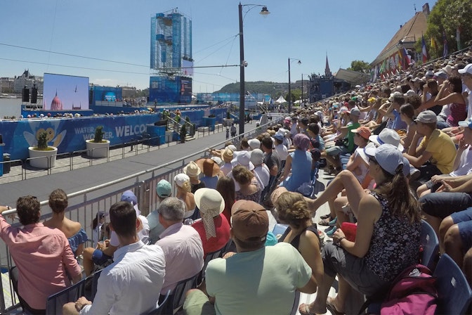 Picture: For the FINA World Championships 2017 in Budapest, NUSSLI constructed the high diving tower on the Batthyány Sq