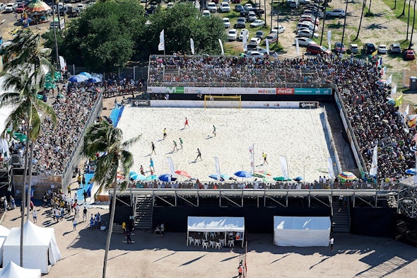 Picture: For the Visit Puerto Vallarta Cup, which was held as part of the BSWW, NUSSLI built an entire beach soccer aren