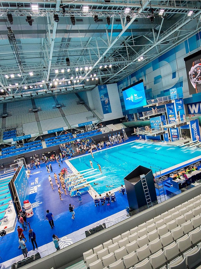 Bild: Für die 17. FINA Schwimm- WM in Budapest erweitert NÜSSLI die Danube Arena mit zusätzlichen 9000 Zuschauerplätzen. Bild: Für die 17. FINA Schwimm- WM in Budapest erweitert NÜSSLI die Danube Arena mit zusätzlichen 9000 Zuschauerplätzen.