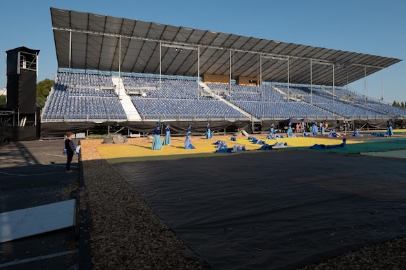Luftaufnahme der Tribüne