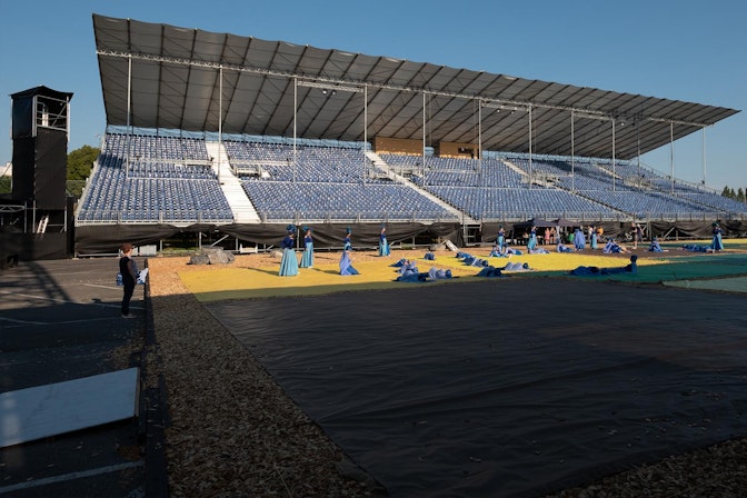 Luftaufnahme der Tribüne